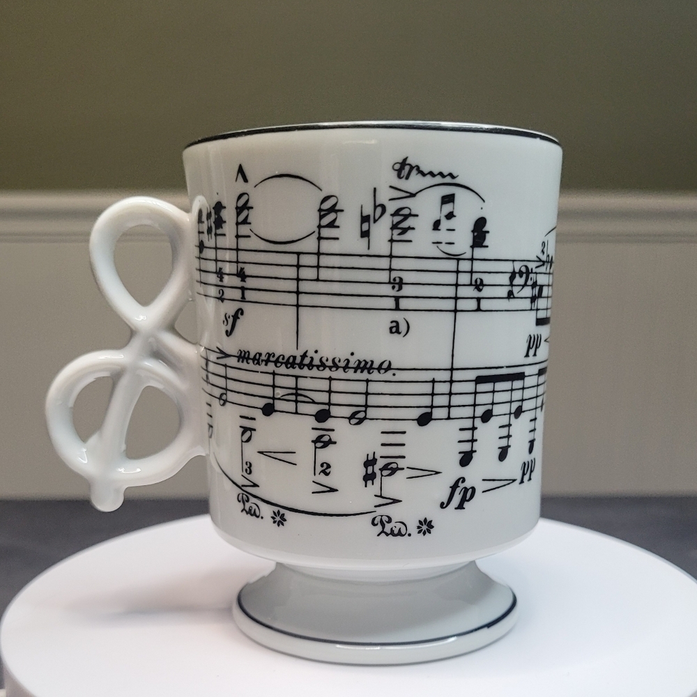 CCCC Japan Porcelain "Marcatissimo" Music Notes Footed Tea Cup 6oz